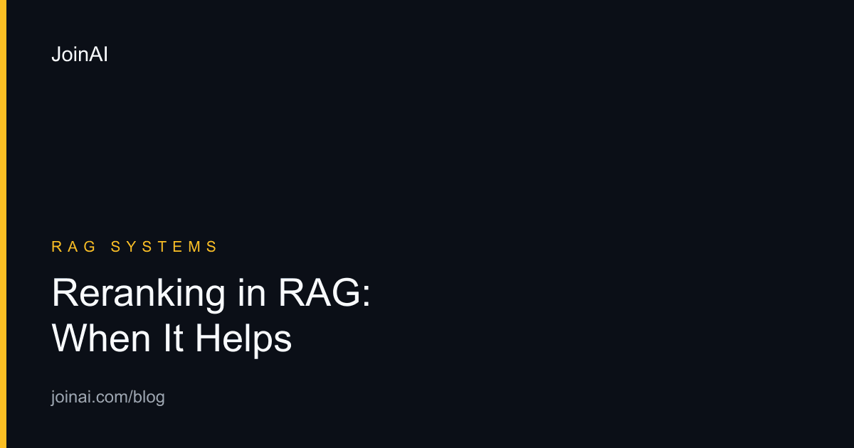 Reranking in RAG: When It Helps