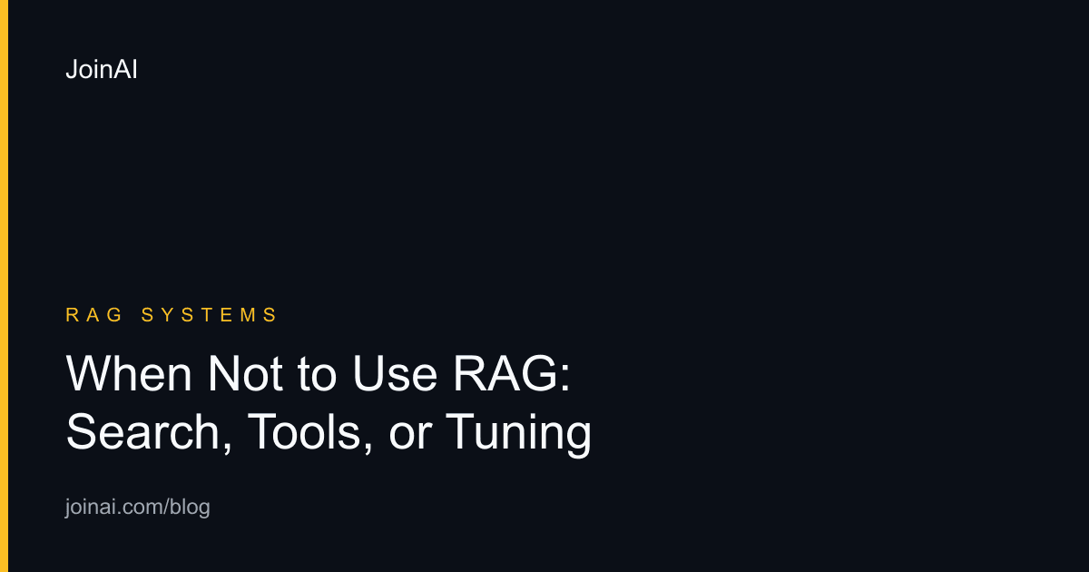 Architecture decision tree choosing direct context, search, tools, deterministic code, fine-tuning, or RAG